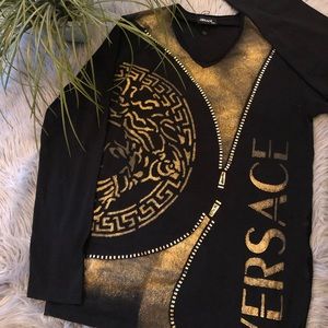 Beautiful NWT VERSACE Black Long Sleeve Top